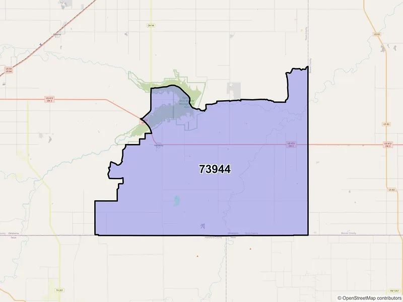 Map of ZIP Code 73944 — Hardesty, OK