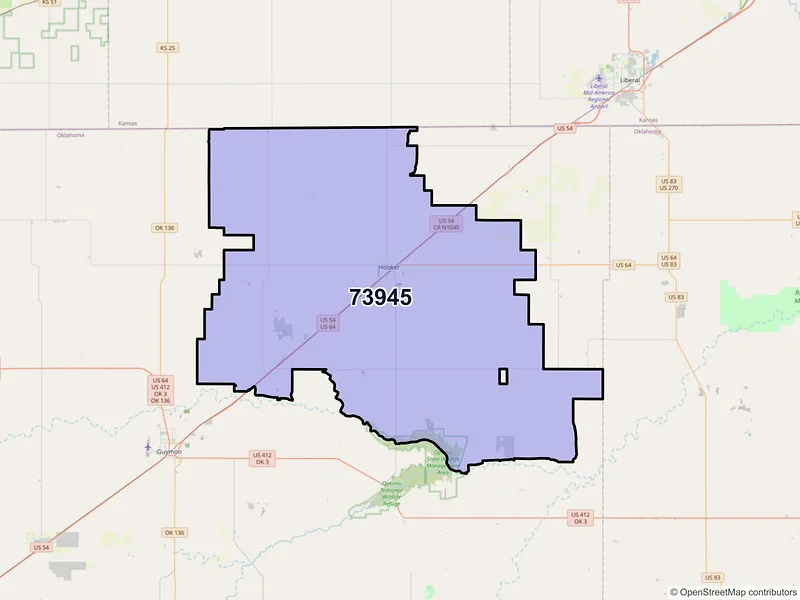 Map of ZIP Code 73945 — Hooker, OK