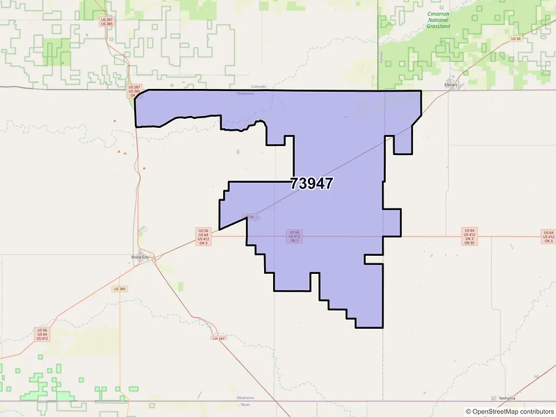 Map of ZIP Code 73947 — Keyes, OK