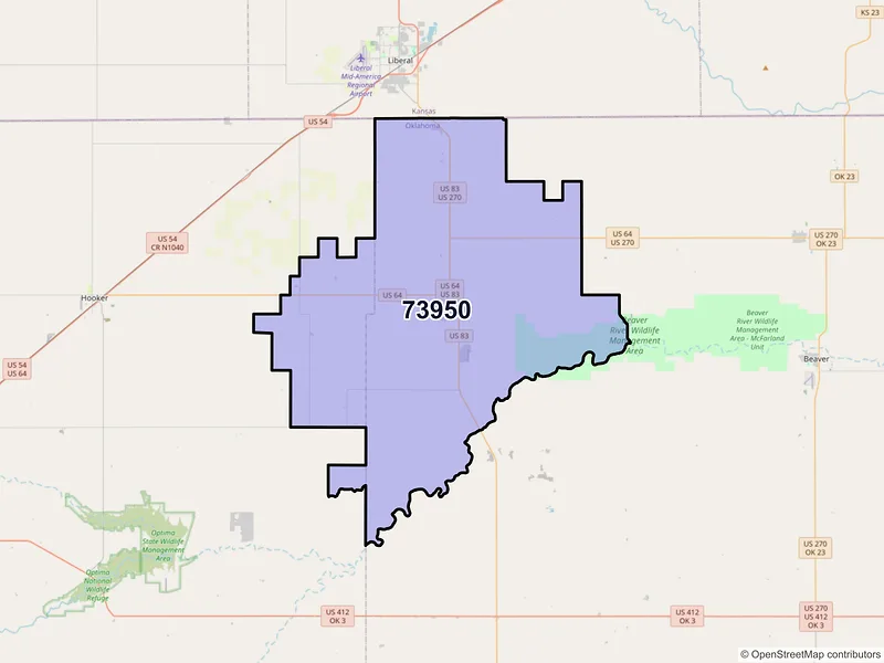 Map of ZIP Code 73950 — Turpin, OK
