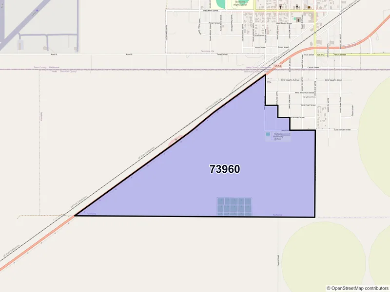 Map of Texhoma, Texas and ZIP codes