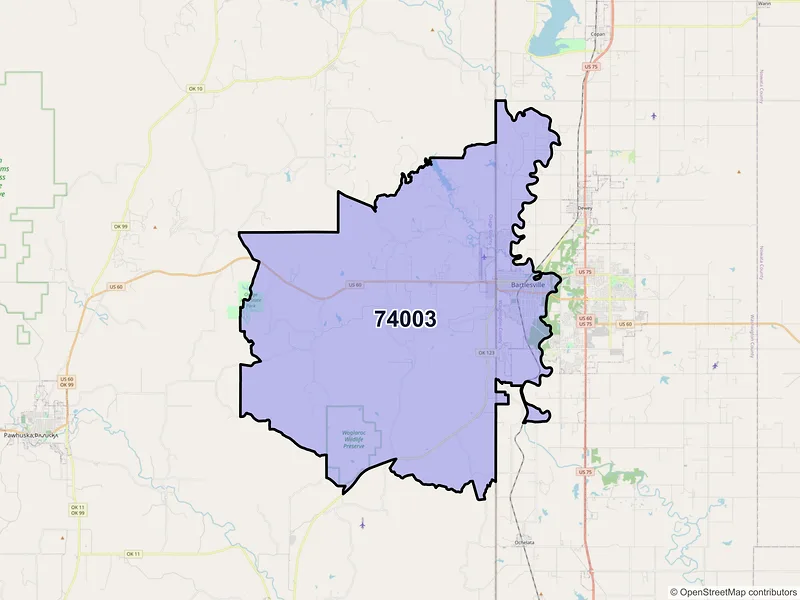 Map of ZIP Code 74003 — Bartlesville, OK