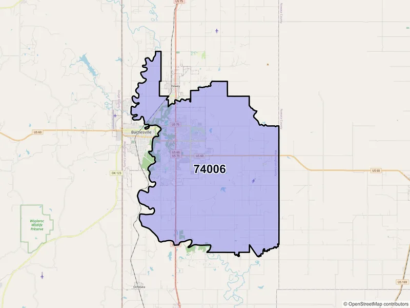 Map of ZIP Code 74006 — Bartlesville, OK