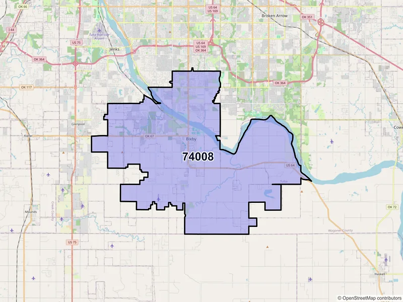 Map of ZIP Code 74008 — Bixby, OK