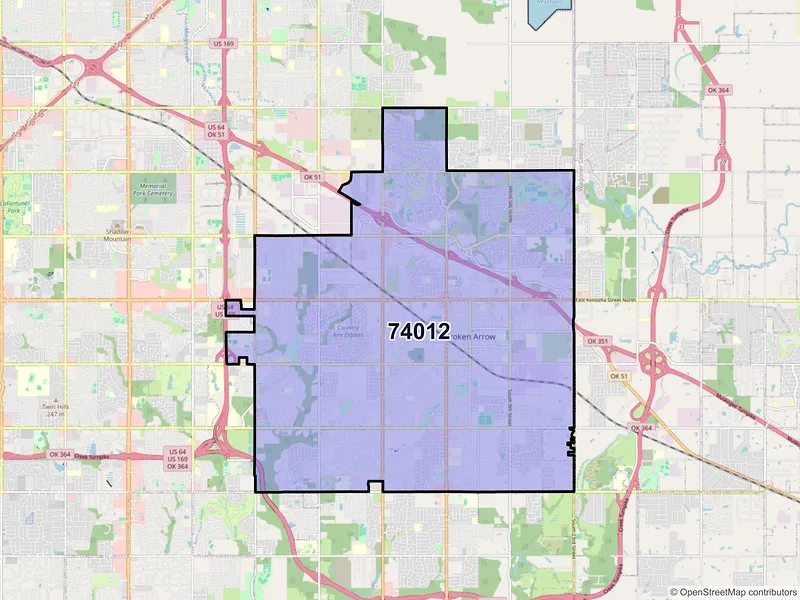 Map of ZIP Code 74012 — Broken Arrow, OK