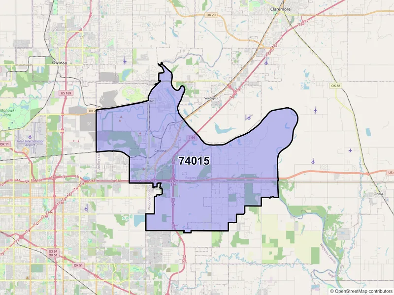 Map of ZIP Code 74015 — Catoosa, OK