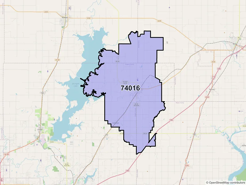 Map of ZIP Code 74016 — Chelsea, OK