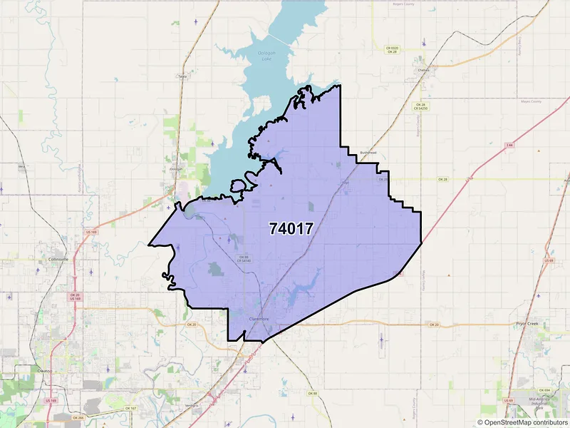 Map of ZIP Code 74017 — Claremore, OK