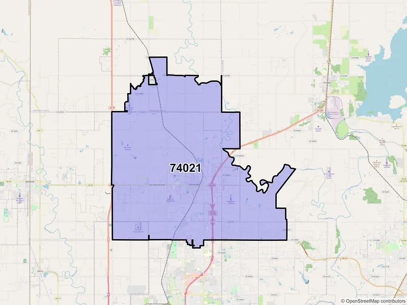 Map of ZIP Code 74021 — Collinsville, OK