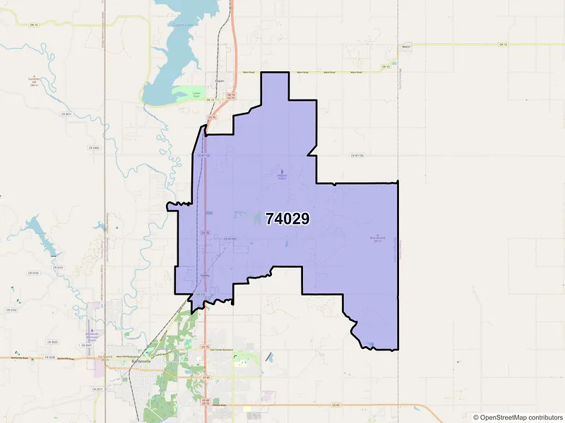 Map of ZIP Code 74029 — Dewey, OK
