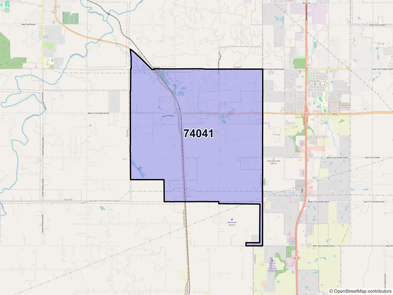 Map of ZIP Code 74041 — Kiefer, OK