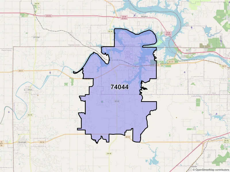 Map of ZIP Code 74044 — Mannford, OK
