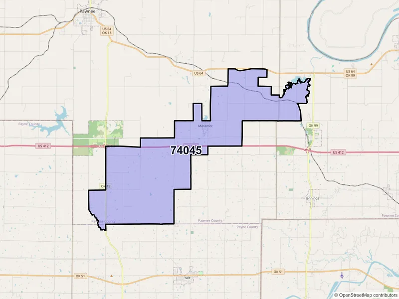 Map of ZIP Code 74045 — Maramec, OK