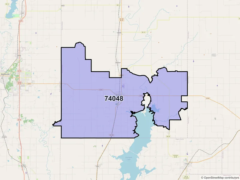 Map of ZIP Code 74048 — Nowata, OK