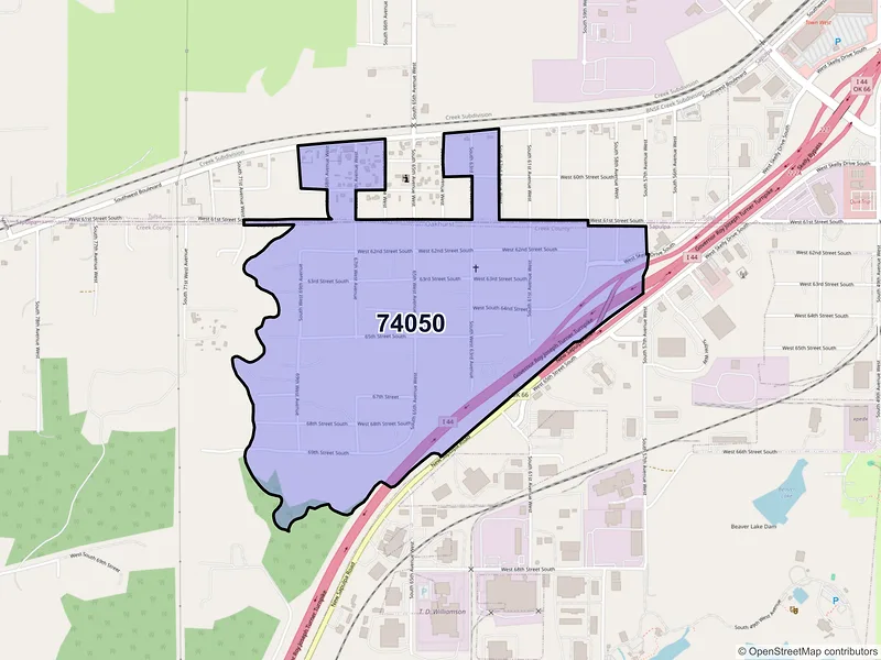 Map of Oakhurst, Oklahoma and ZIP codes