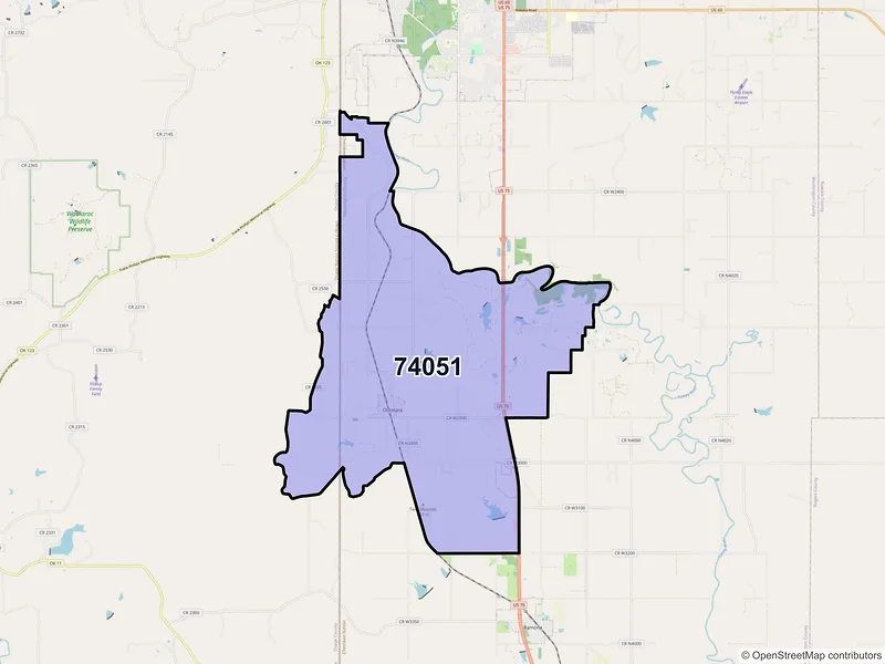 Map of ZIP Code 74051 — Ochelata, OK