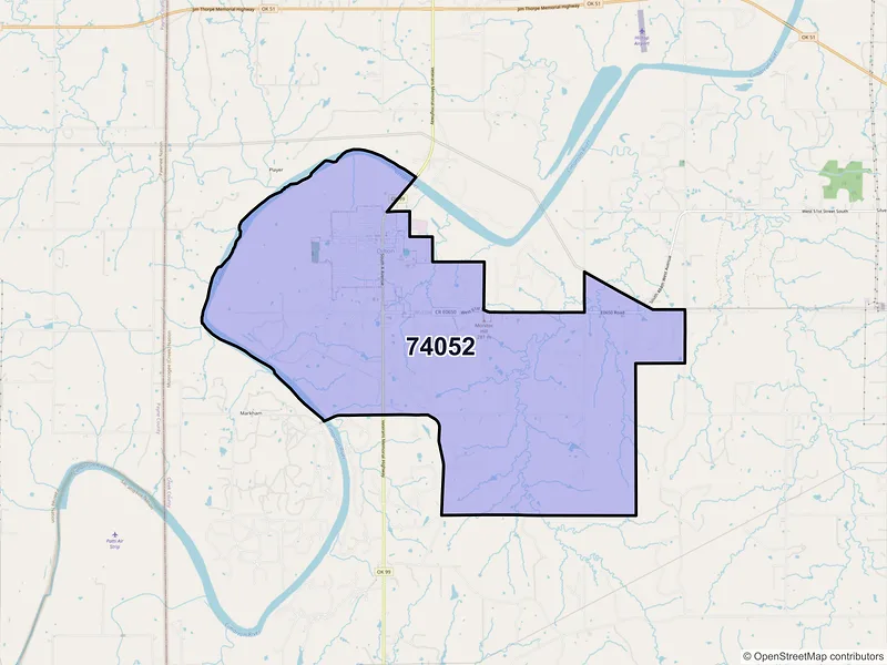 Map of Oilton, Oklahoma and ZIP codes