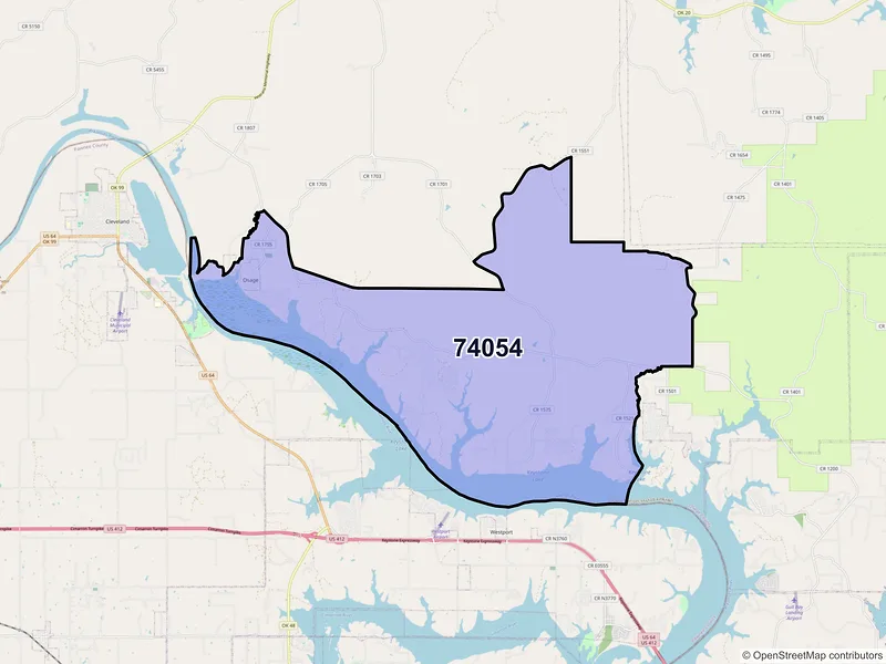 Map of ZIP Code 74054 — Osage, OK