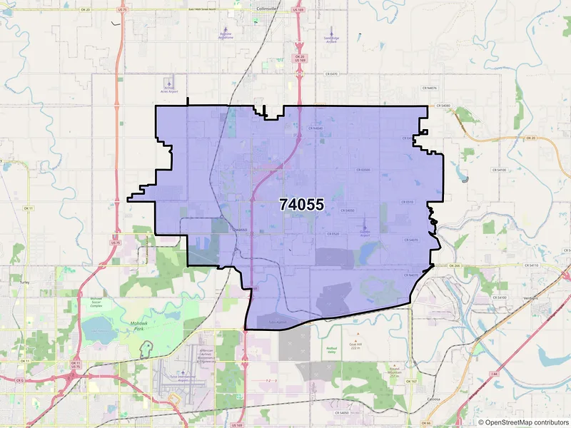 Map of Owasso, Oklahoma and ZIP codes
