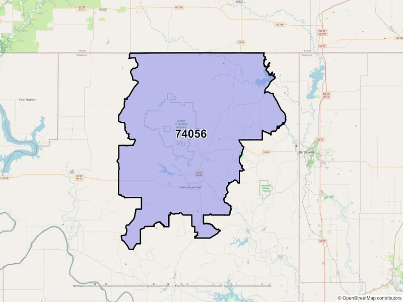 Map of ZIP Code 74056 — Pawhuska, OK