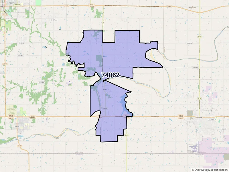 Map of ZIP Code 74062 — Ripley, OK