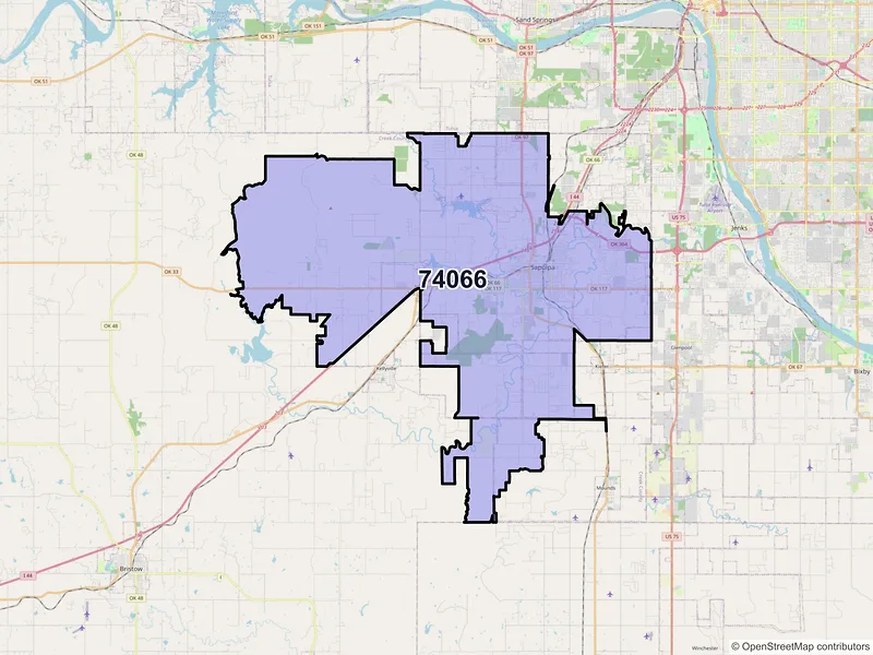 Map of ZIP Code 74066 — Sapulpa, OK