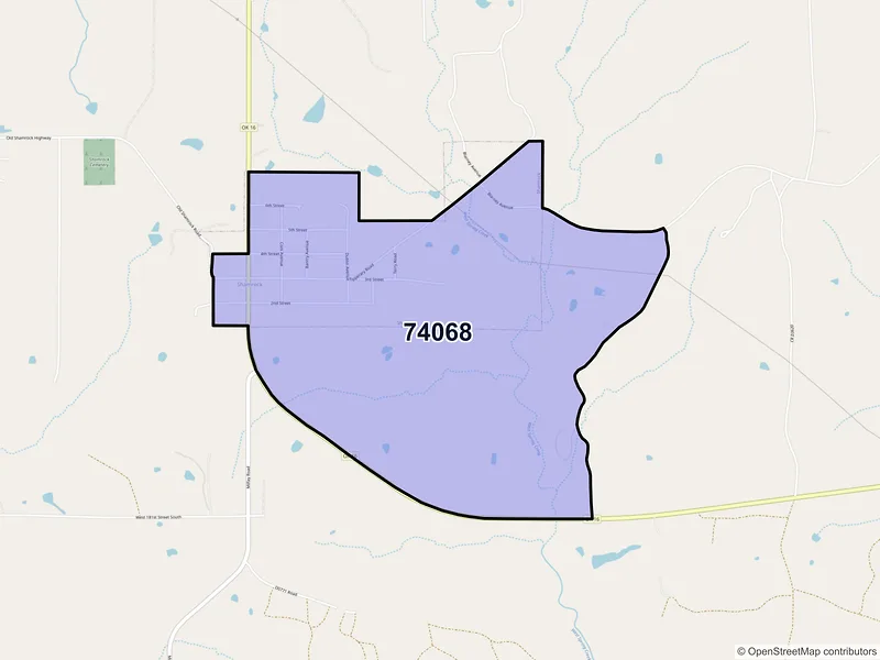 Map of Shamrock, Oklahoma and ZIP codes