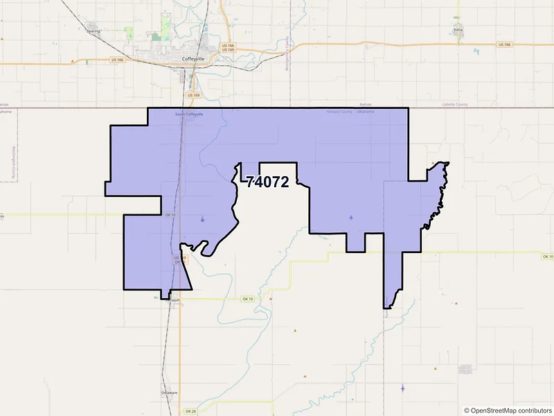 Map of ZIP Code 74072 — S Coffeyville, OK
