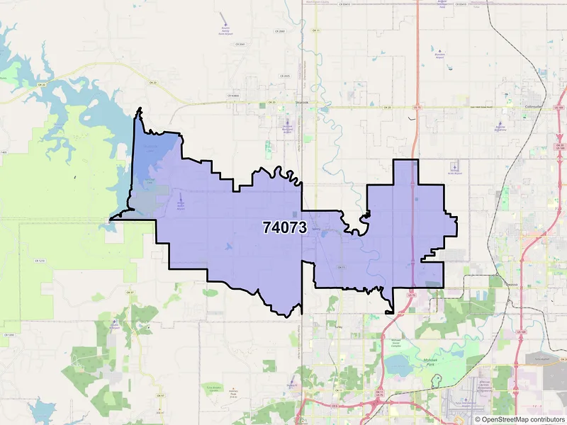 Map of ZIP Code 74073 — Sperry, OK