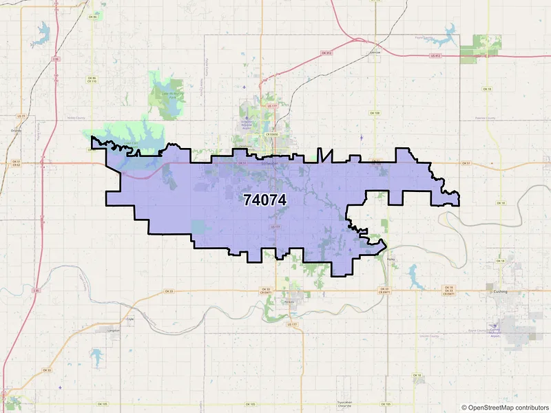 Map of ZIP Code 74074 — Stillwater, OK