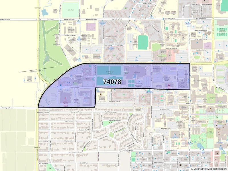 Map of ZIP Code 74078 — Stillwater, OK