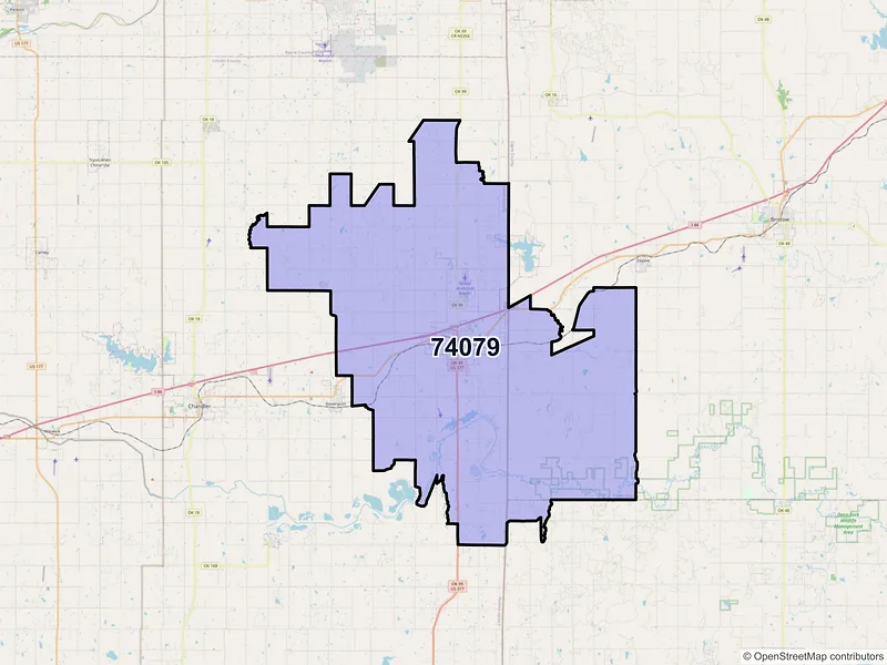 Map of ZIP Code 74079 — Stroud, OK