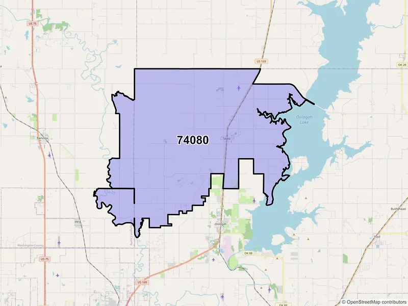 Map of ZIP Code 74080 — Talala, OK