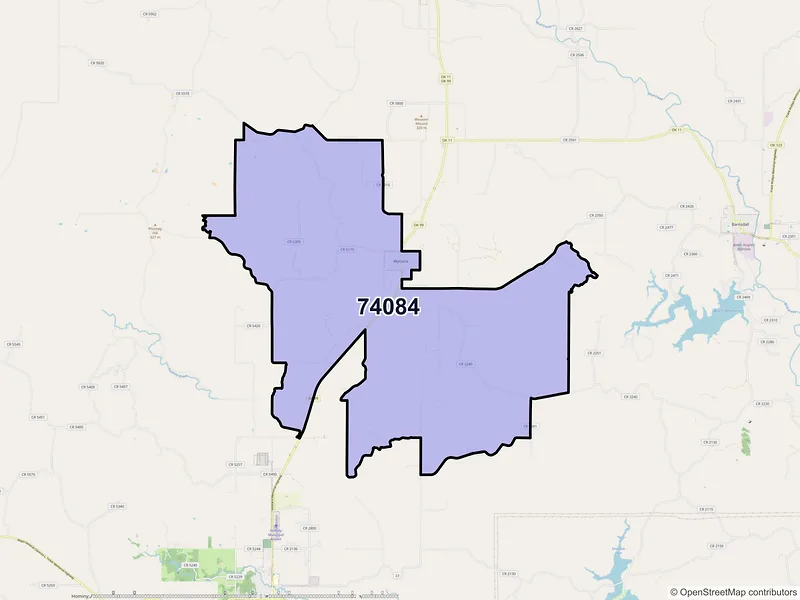 Map of ZIP Code 74084 — Wynona, OK