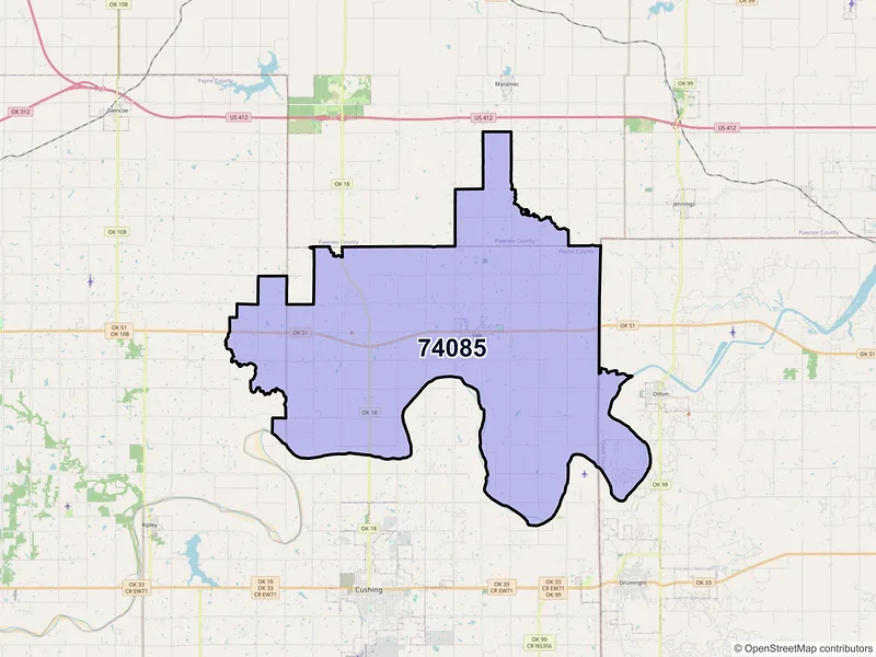 Map of ZIP Code 74085 — Yale, OK