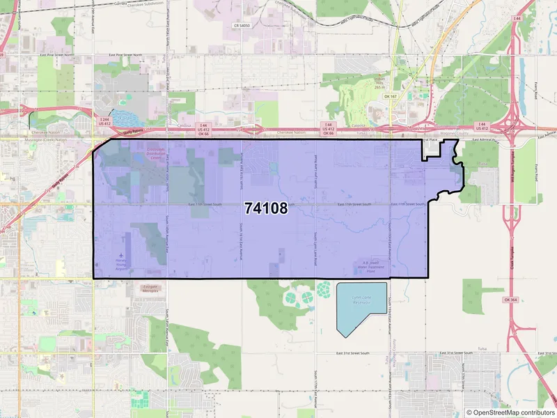 Map of ZIP Code 74108 — Tulsa, OK
