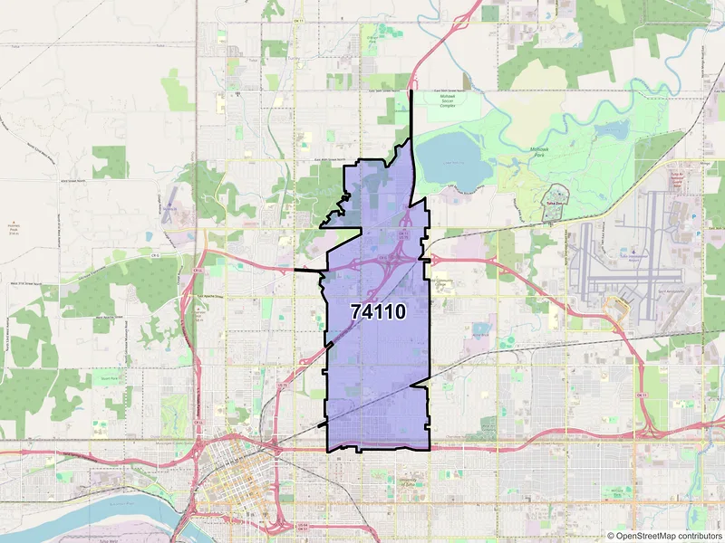 Map of ZIP Code 74110 — Tulsa, OK