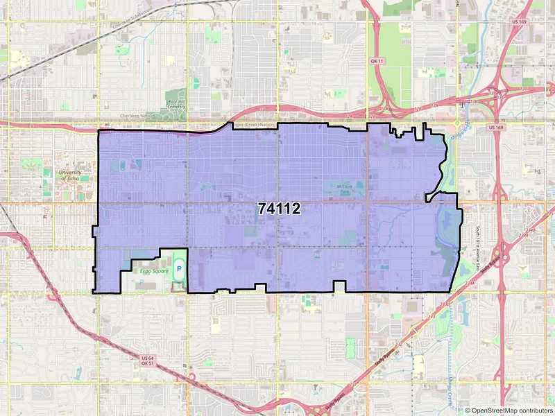 Map of ZIP Code 74112 — Tulsa, OK