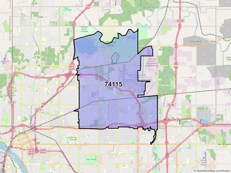 Map of ZIP Code 74115 — Tulsa, OK