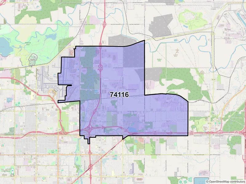 Map of ZIP Code 74116 — Tulsa, OK