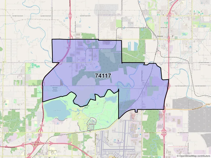 Map of ZIP Code 74117 — Tulsa, OK