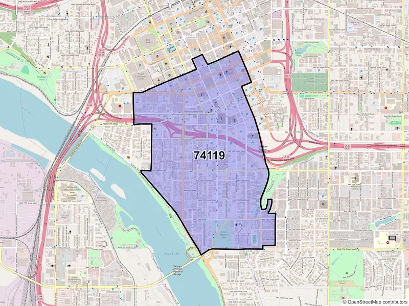 Map of ZIP Code 74119 — Tulsa, OK