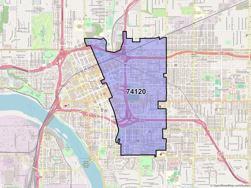 Map of ZIP Code 74120 — Tulsa, OK