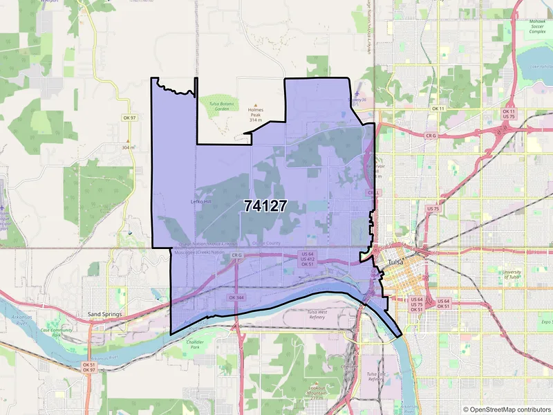 Map of ZIP Code 74127 — Tulsa, OK