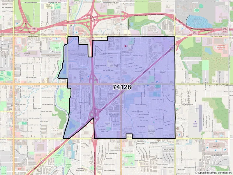 Map of ZIP Code 74128 — Tulsa, OK