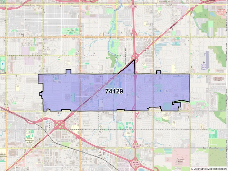 Map of ZIP Code 74129 — Tulsa, OK