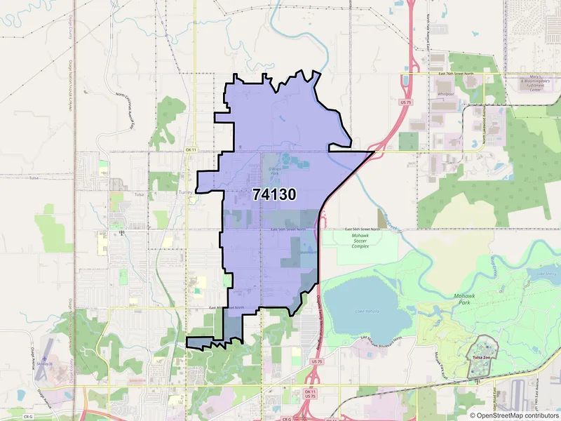 Map of ZIP Code 74130 — Tulsa, OK