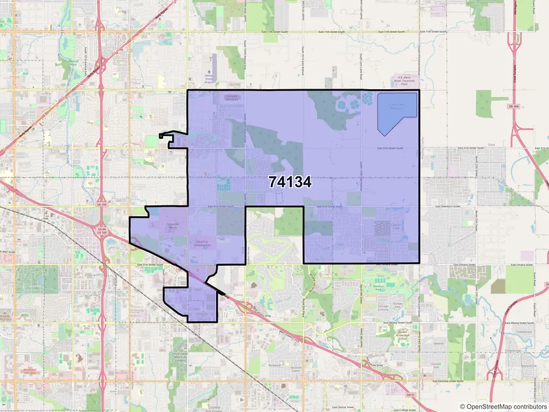 Map of ZIP Code 74134 — Tulsa, OK