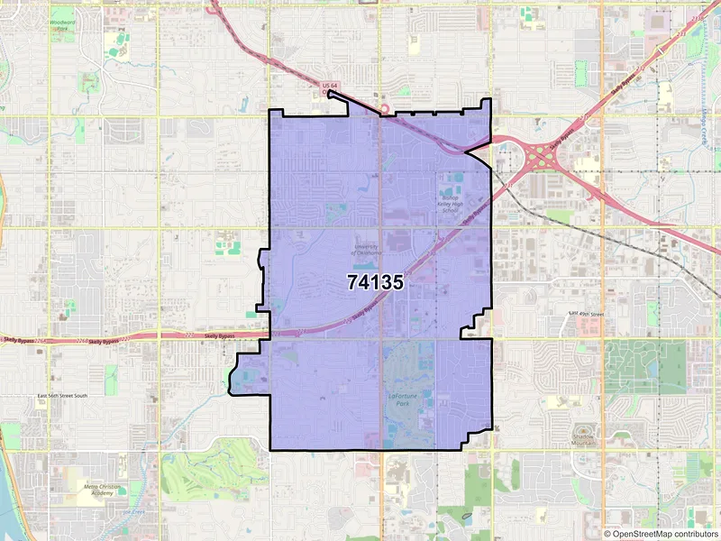 Map of ZIP Code 74135 — Tulsa, OK