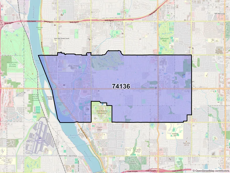 Map of ZIP Code 74136 — Tulsa, OK